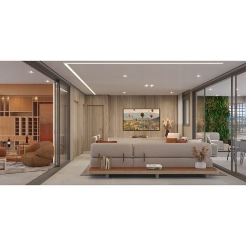 Living ampliado com dois terraços 187 m²